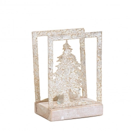 Χριστουγεννιάτικο Κηροπήγιο Για Ρεσώ Εκρού-Σαμπανί ESPIEL 17,5εκ. MRA117K4