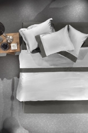 Σεντόνια Σετ 4τμχ Βαμβακoσατέν King Size Silky Silver-Anthracite 270x280εκ. Guy Laroche