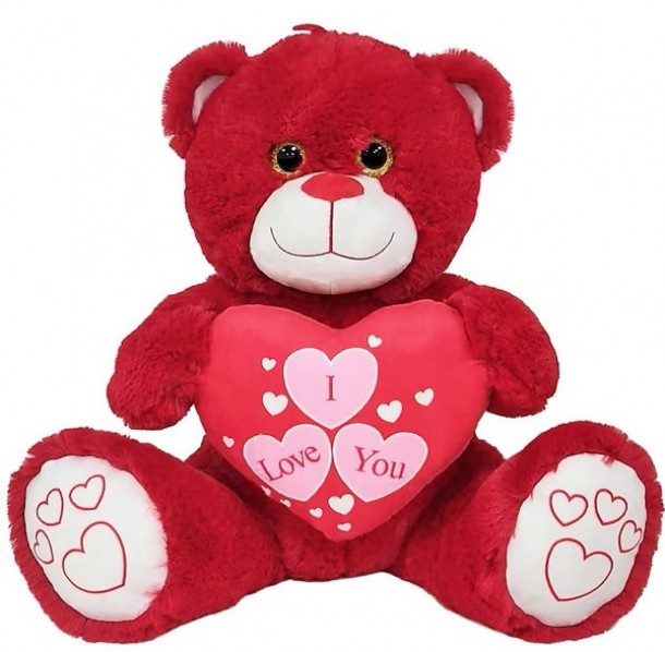 Αρκουδάκι Λούτρινο Με Καρδιά Κόκκινο 40εκ. ToyMarkt 79-525