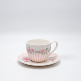 Φλυτζάνι Τσαγιού Πορσελάνης Λευκό-Ροζ 230ml ESTHETI 820-00003