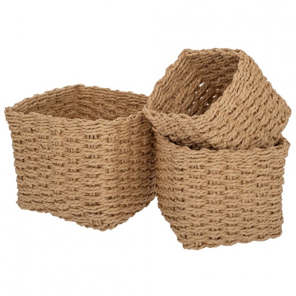 Καλάθι Σετ 3τμχ Πλεκτό Natural 19x18x12εκ.-18x15x10εκ.-13x13x9εκ. iliadis 90160
