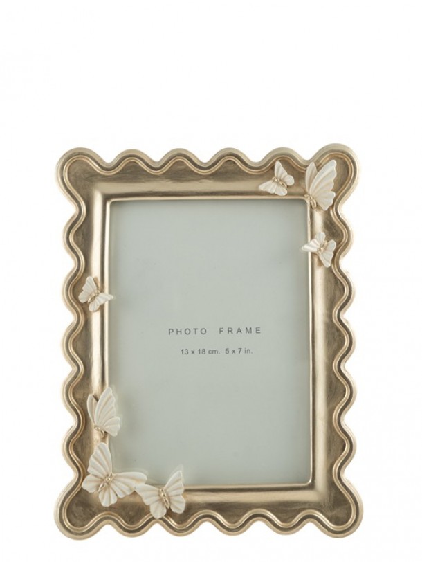 Κορνίζα Polyester Σαμπανί Με Μπεζ Πεταλούδες 13x18εκ. Zen Collection 25.50.52361