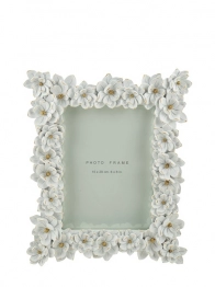 Κορνίζα Polyester Με Λουλούδια Λευκά-Χρυσό 15x20εκ. Zen Collection 25.50.52354