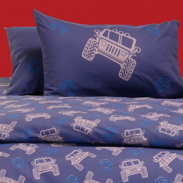 Ζεύγος Μαξιλαροθήκες Βαμβακερές 50x70εκ. Trucks Blue Kids Line Melinen 20003230