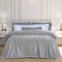 Κουβέρτα Βελουτέ Supersoft Υπέρδιπλη 220x240εκ. Essential 3442 Ασημί Greenwich Polo Club