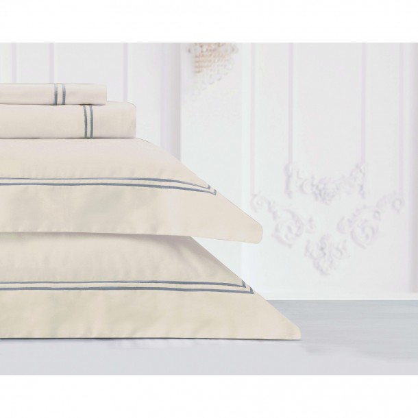 Σετ Σεντόνια Βαμβακοσατέν King 260x270εκ. Bar 12 Beige-Ecru Makis Tselios