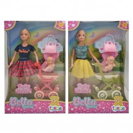 Κούκλα Με Καρότσι Και Μωρό Σε Κουτί 20x6x32εκ. Toy Markt 72-2058