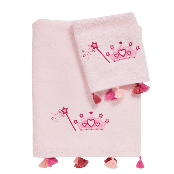 Σετ Πετσέτες 2τμχ Βαμβακερές Με Κέντημα Smile 4963 Pink Das Baby