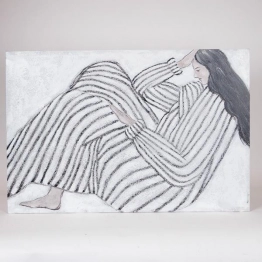 Πίνακας Καμβάς Γυναικεία Φιγούρα Λευκός-Μαύρο 60x3,8x90εκ. ESTHETI 812-20018