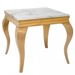 Τραπεζάκι Βοηθητικό Σαλονιού Μεταλλικό-Μαρμάρινο Χρυσό-Λευκό iliadis 50x50x50εκ. 91683