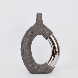 Βάζο Κεραμικό Καφέ-Ασημί 26,5x9,5x39,5εκ. ESTHETI 752-20387