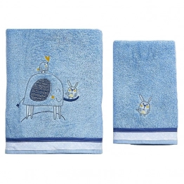 Σετ Πετσέτες 2τμχ Μπεμπέ Βαμβακερές Elephant Σιέλ 59022
