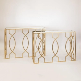 Κονσόλα Σετ 2τμχ Μεταλλική-Γυάλινη Χρυσή 107x35,5x79εκ./101,5x30,5x73,5εκ. ESTHETI 750-27015