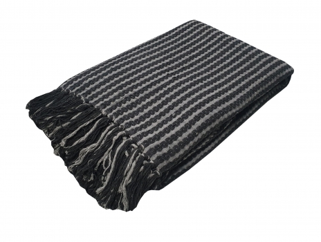 Ριχτάρι Υφαντό Polycotton Διθέσιος 180x250εκ. Black-Light Grey Komvos Home 7012064-3