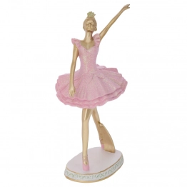 Διακοσμητική Επιτραπέζια Μπαλαρίνα Polyresin Χρυσή-Ροζ iliadis 15x12x28εκ. 91748