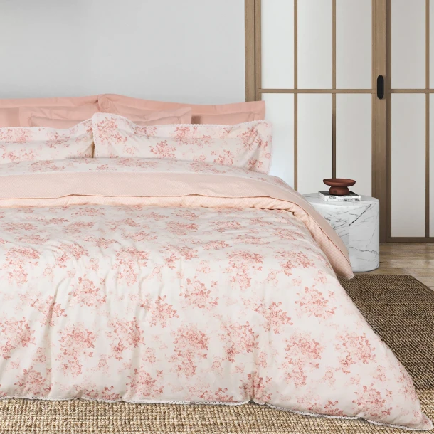 Κουβερλί Βαμβακοσατέν King 230x250εκ. Prestige 1694 Beige-Rose Das Home