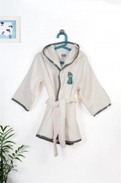 Μπουρνούζι Παιδικό Με Κουκούλα Βαμβακερό Dinosaur 181 Ecru-Grey Size 02 DimCol