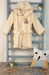 Μπουρνούζι Παιδικό Με Κουκούλα Βαμβακερό Star Bear 153 Εκρού Size 04 DimCol