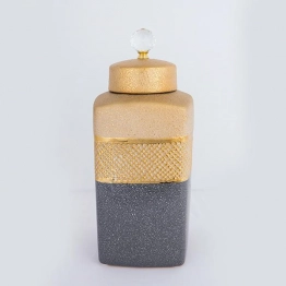 Βάζο Με Καπάκι Κεραμικό Καφέ-Γκρι 16,5x16,5x36εκ. ESTHETI 752-20331