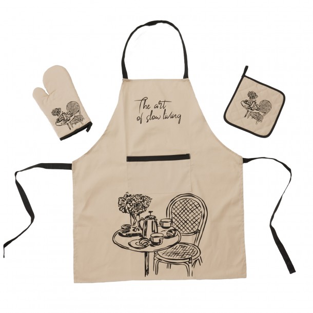 Σετ Κουζίνας 3τμχ Βαμβακερό Kitchen 0861 Ivory Das Home