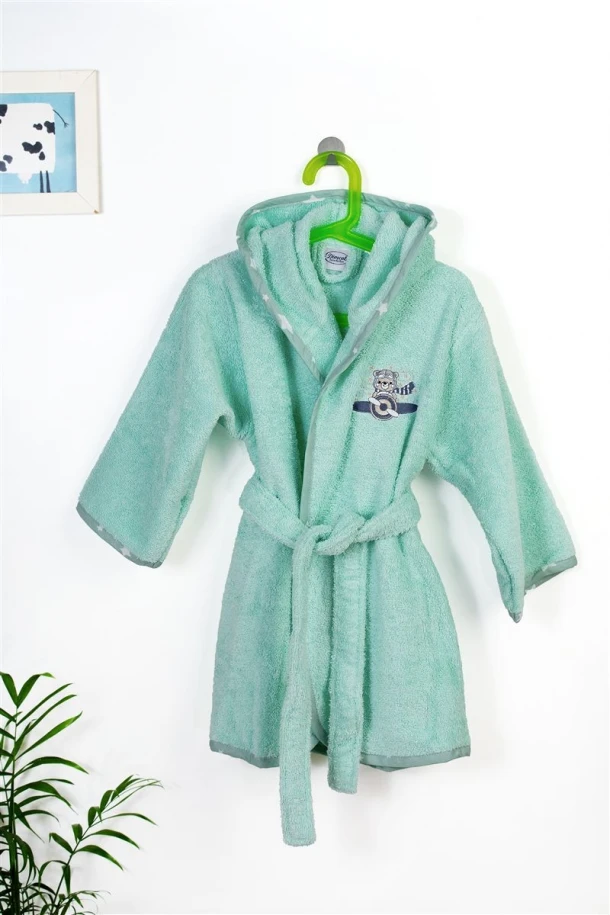Μπουρνούζι Παιδικό Με Κουκούλα Βαμβακερό Aviator 186 Mint Size 04 DimCol