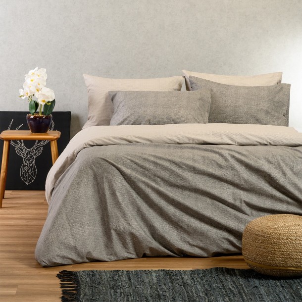 Σετ Σεντόνια Βαμβακερά Διπλά Με Λάστιχο 150x200+32εκ. Luca Grey Ultra Line Melinen 20005461