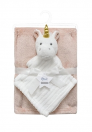 Σετ Κουβέρτα Fleece Αγκαλιάς-Λίκνου 75x100εκ. Με Νάνι-Πανάκι Παρηγοριάς 33x33εκ. Unicorn 06 White-Pink Dimcol