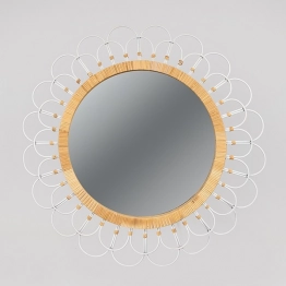 Καθρέπτης Τοίχου Μεταλλικός-Ξύλινος Natural-Λευκό 92x3,5x92εκ. ESTHETI 811-40010