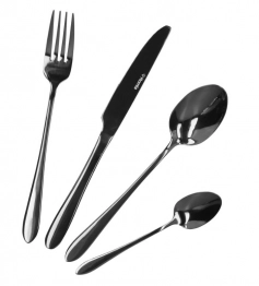 Mαχαιροπήρουνα Σετ 16τμχ Ανοξείδωτα Μαύρο Καθρέπτη Abele Homla 160122