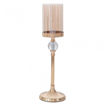 Κηροπήγιο Γυάλινο-Μεταλλικό Χρυσό 13,5x46εκ. iliadis 91773