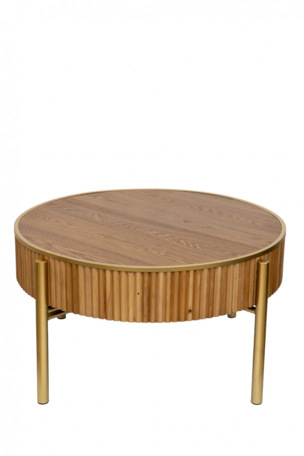 Τραπεζάκι Στρογγυλό Ξύλινο-Μεταλλικό Καφέ-Χρυσό 80x44εκ. Zen Collection 24.15.50070