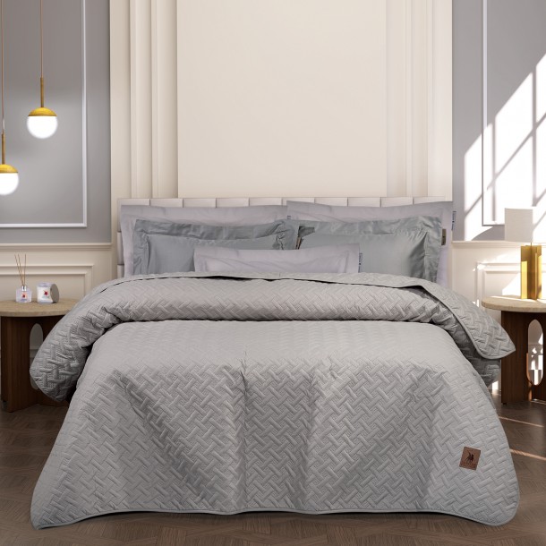 Κουβερλί Microfiber Υπέρδιπλο 220x240εκ. Essential 3462 Γκρι Ανοιχτό Greenwich Polo Club