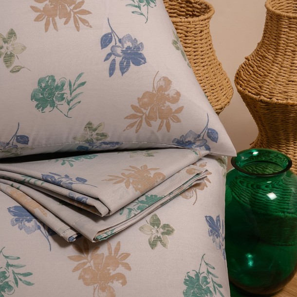 Σετ Σεντόνι Με Μαξιλαροθήκη Polycotton Μονό Με Λάστιχο 100x200+32εκ. Elrod Blue Casual Line Mini Melinen 20003691