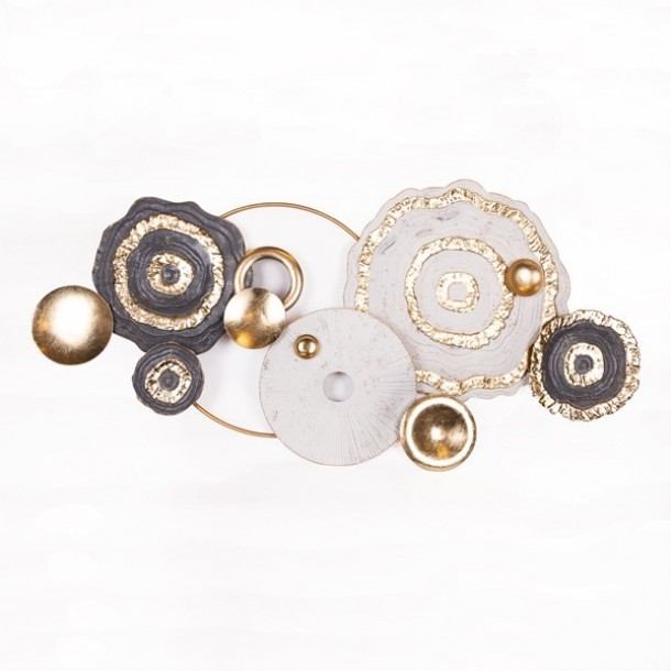 Διακοσμητικό Τοίχου Μεταλλικό Γκρι-Χρυσό-Λευκό 127,5x6x63εκ. ESTHETI 812-30007