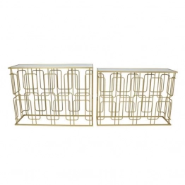 Κονσόλα Σετ 2τμχ Μεταλλική-Γυάλινη Χρυσή 107x35,5x79,5εκ./101,5x30,5x74εκ. ESTHETI 750-39565