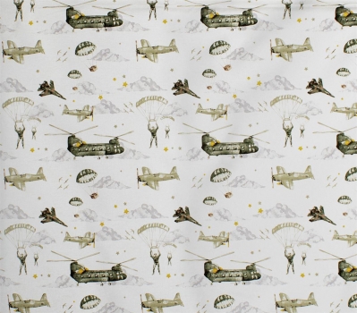 Πάνα Χασέ Βαμβακερή 80x80εκ. Aircraft 196 White-Khaki DimCol