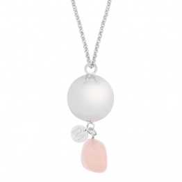 Μενταγιόν Εγκυμοσύνης Ανοξείδωτο Ατσάλι 110εκ. Silver Linn Ροζ Χαλαζίας Proud Mama PM-637