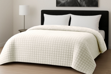 Κουβερτοπάπλωμα Flannel Comfort King 260x240εκ. Rib Cut Ivory Le Blanc 7005226-6