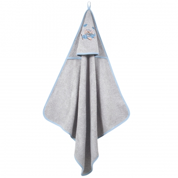 Κάπα Βαμβακερή Με Κέντημα Bebe 80x80εκ. Essential 8851 Μπλε-Γκρι Greenwich Polo Club