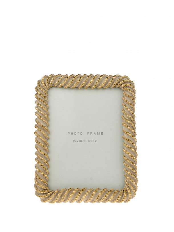 Κορνίζα Polyester Με Μπίλιες Χρυσή-Λευκή 15x20εκ. Zen Collection 25.21.51510
