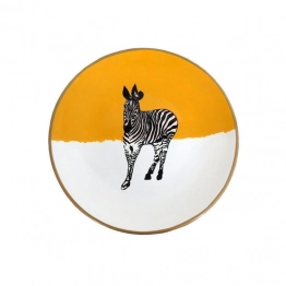 Διακοσμητική Πιατέλα Κεραμική Κίτρινη-Λευκή-Μαύρη Art Et Lumiere 31εκ. 03858