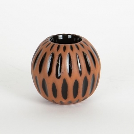 Κηροπήγιο Ρεσώ Κεραμικό Terracotta-Μαύρο 9,3x8,4εκ. ESTHETI 752-25017