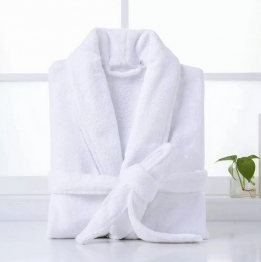 Μπουρνούζι Βελουτέ-Πετσετέ Polycotton Με Γιακά Λευκό Extra Large