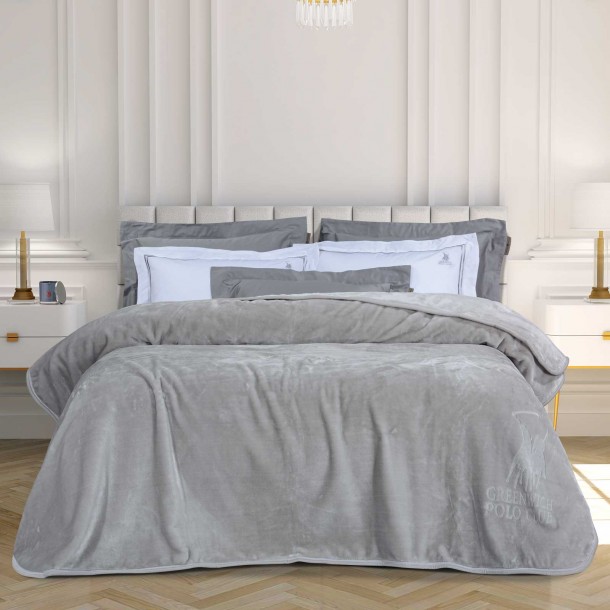 Κουβέρτα Βελουτέ Supersoft Υπέρδιπλη 220x240εκ. Essential 3442 Ασημί Greenwich Polo Club
