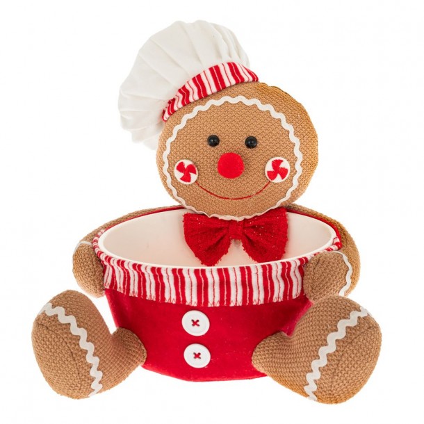 Χριστουγεννιάτικη Φιγούρα Gingerman Υφασμάτινη Καφέ-Κόκκινη 24x23x24εκ. iliadis 87929
