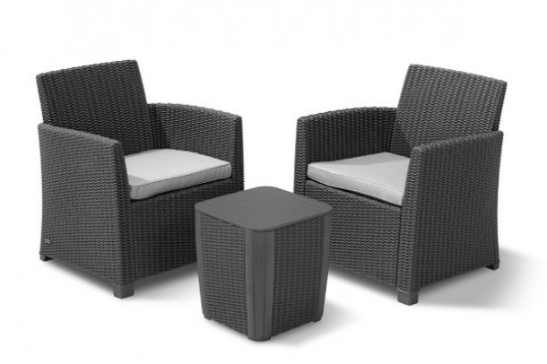 Σετ Μπαλκονιού 3τμχ Wicker Corona Balcony Set Graphite