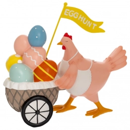 Πασχαλινή Διακοσμητική Κότα Polyresin Ροζ Με Καρότσι & Αυγά 25x25εκ. iliadis 89445