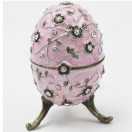 Διακοσμητικό Κουτάκι Μινιατούρα Αυγό Ροζ Με Σμάλτο & Στρας Royal Art 10εκ. BOS5659P