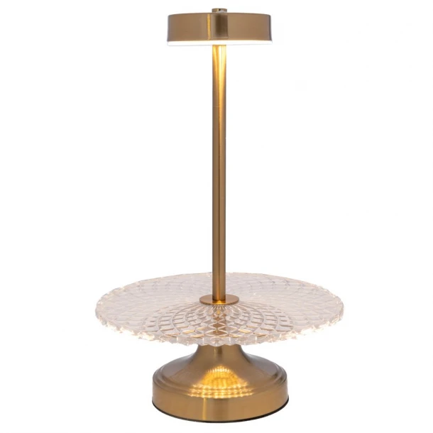 Πιατέλα Γυάλινη-Μεταλλική Με Φως Διάφανη-Χρυσή 25x40εκ. iliadis 88504