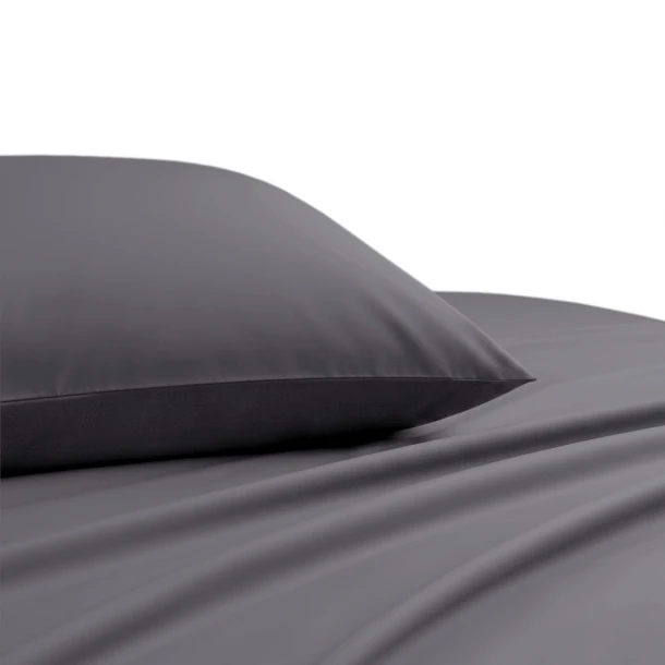 Ζεύγος Μαξιλαροθήκες Βαμβακοσατέν 53x72εκ. Dark Grey Lavish Satin Line Melinen 20005622